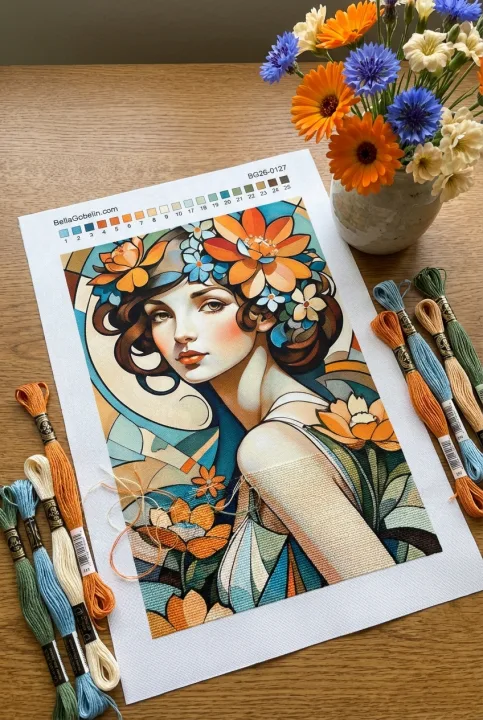 Alphonse Mucha stílusú portré – BG26-0127