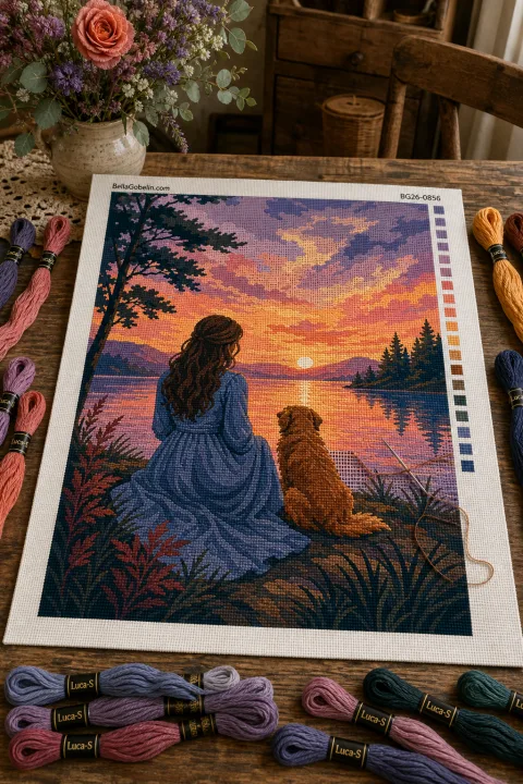 Tóparti naplemente gobelin minta