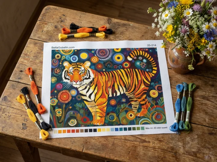 Klimt stílusú tigrisportré