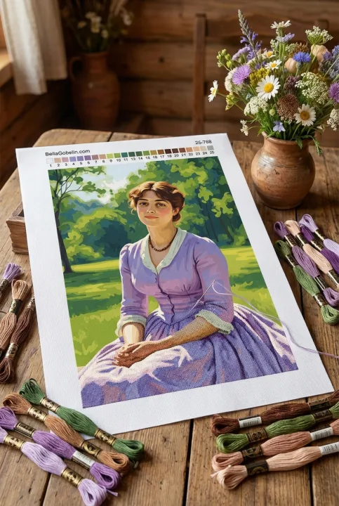 Modern Lilla ruhás nő – 25-768