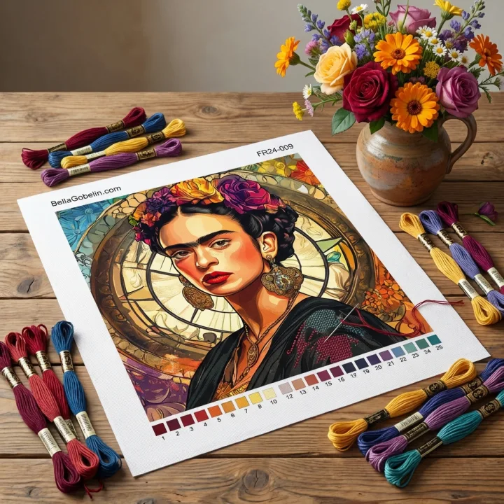 Frida Kahlo portré Alphonse Mucha stílusban – FR24-009