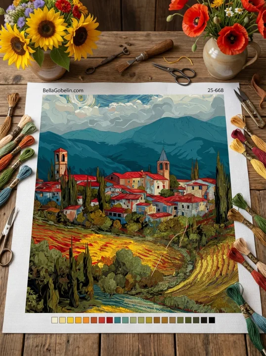 Olasz táj Van Gogh stílusban