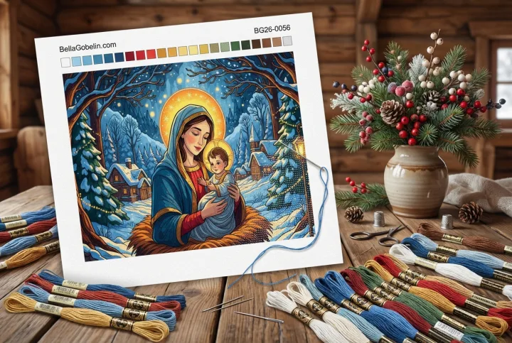 Téli Madonna gyermekkel