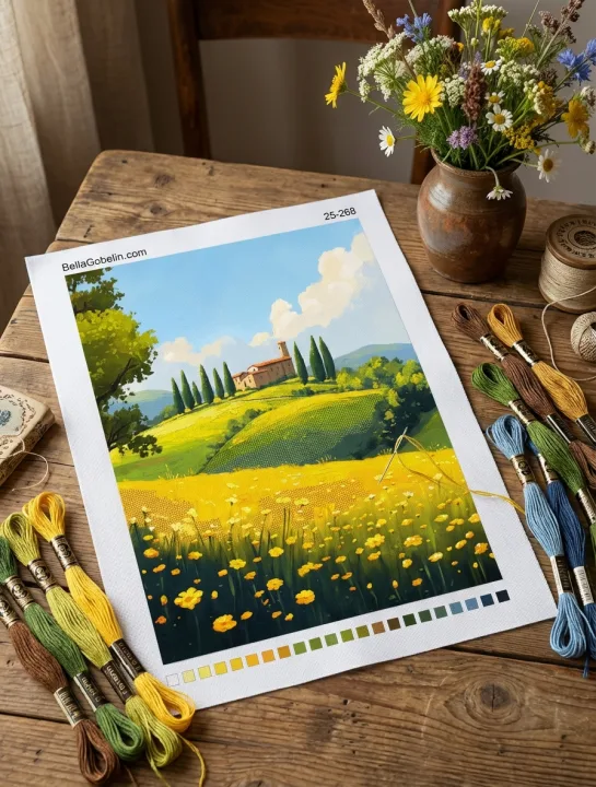 Toscana sárga virágokkal