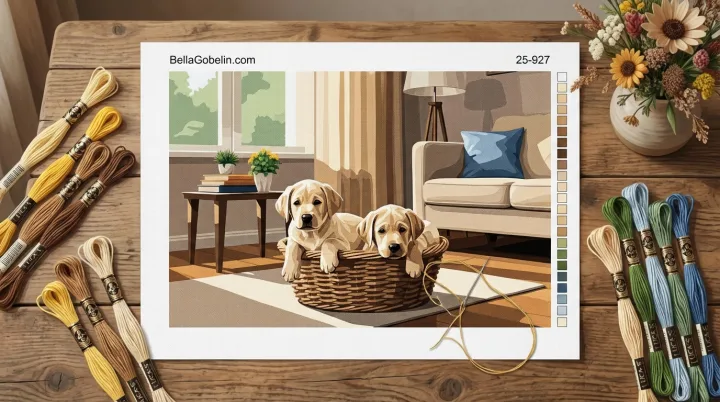 Labrador kölykök a nappaliban – 25-927