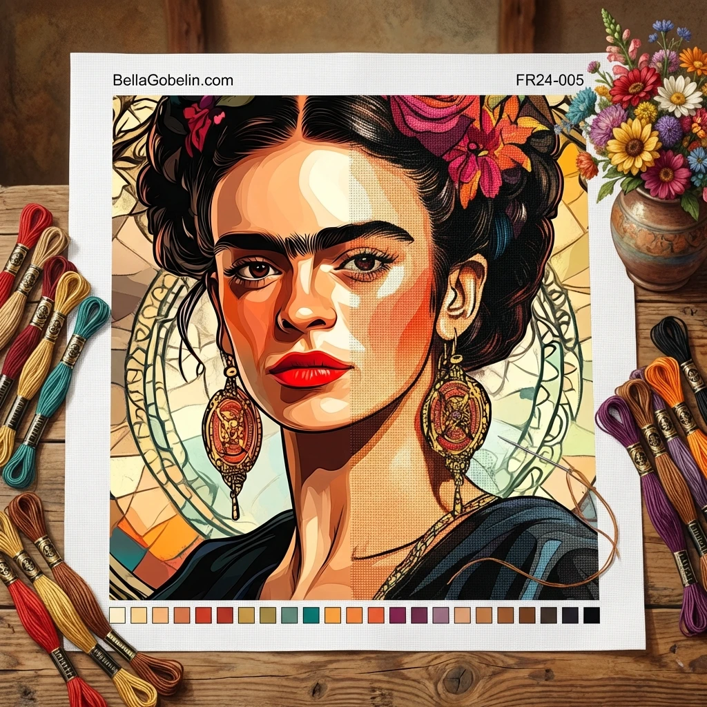 Frida Kahlo portré Alphonse Mucha stílusban – FR24-005