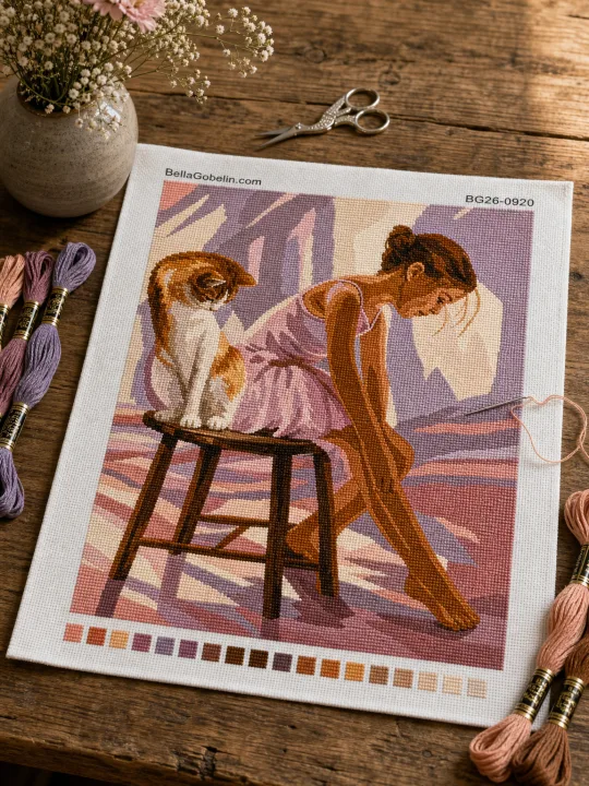 Balerina kislány cicával