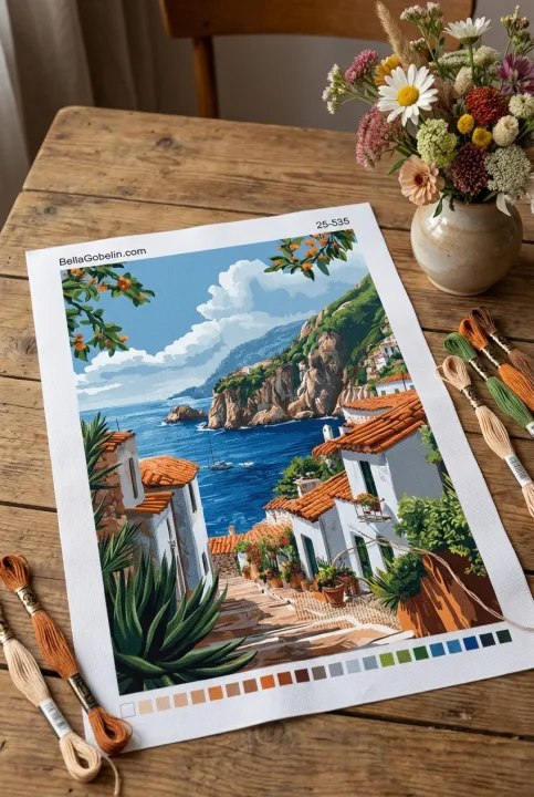 Mediterrán városka a tengerparton – 25-535
