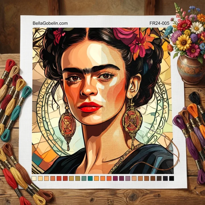 Frida Kahlo portré Alphonse Mucha stílusban – FR24-005