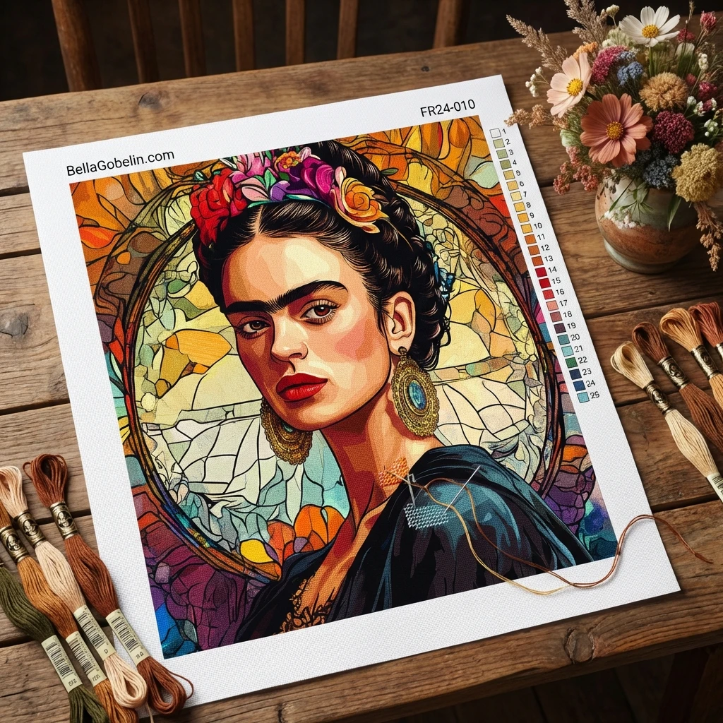 Frida Kahlo portré Alphonse Mucha stílusban – FR24-010