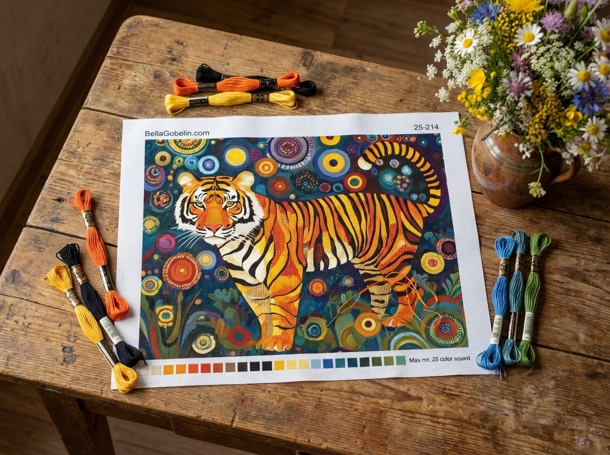 Klimt stílusú tigrisportré