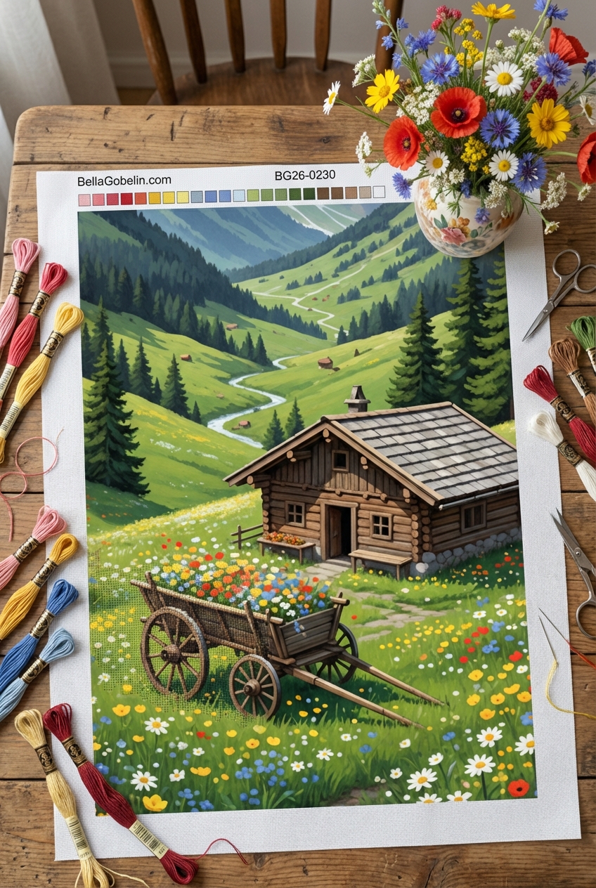 Alpesi táj virágos réttel – BG26-0230