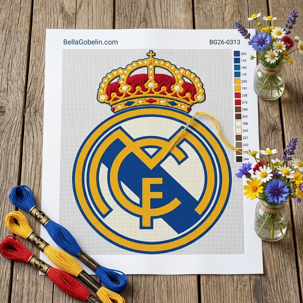 Real Madrid embléma kék háttérrel