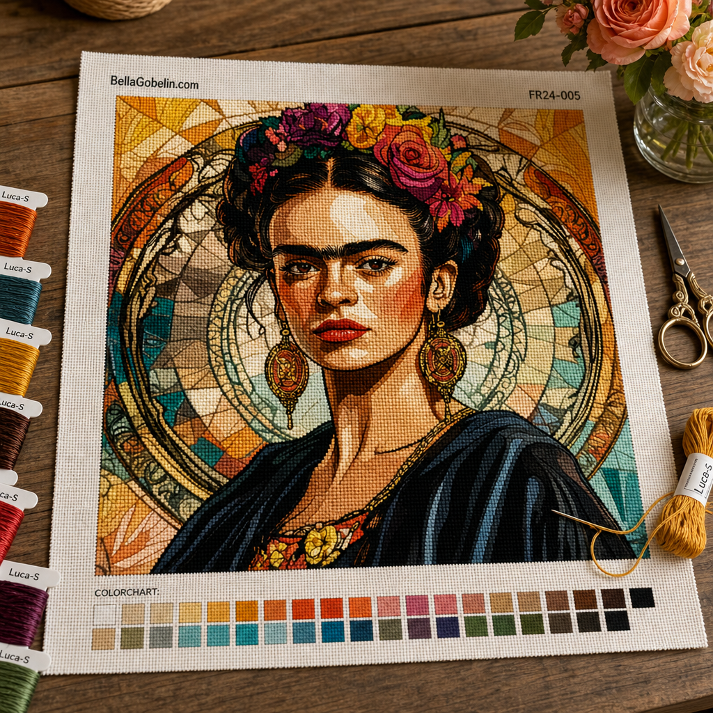 Frida Kahlo portré Alphonse Mucha stílusban – FR24-005
