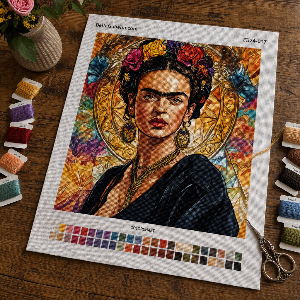 Frida Kahlo portré Alphonse Mucha stílusban – FR24-017