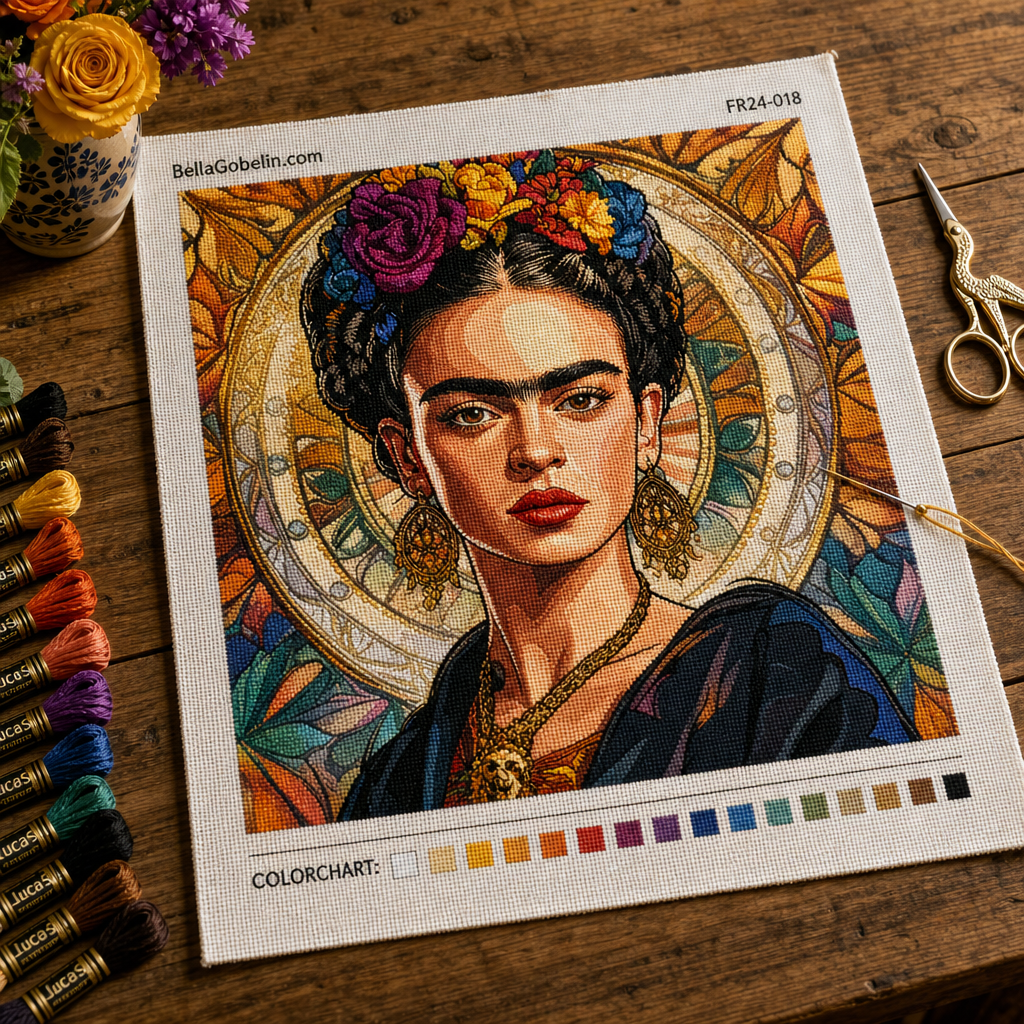 Frida Kahlo portré Alphonse Mucha stílusban – FR24-018