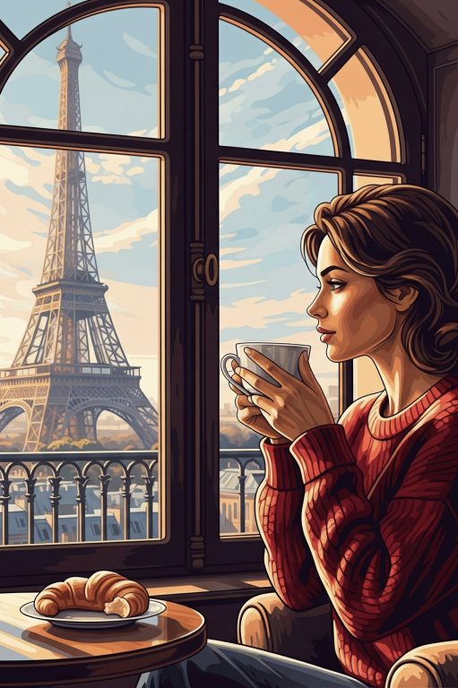Kávés portré az Eiffel toronynál