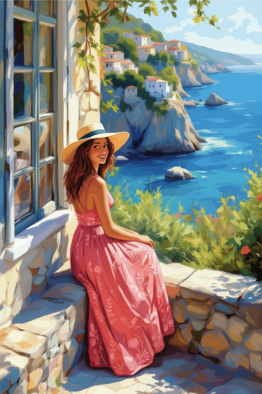Mediterrán táj nővel – BG26-0302
