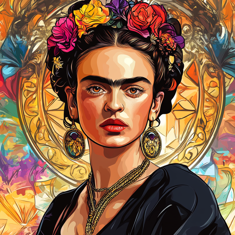 <div class='list-title'>Frida Kahlo portré Alphonse Mucha stílusban</div><div class='list-plustitle'>kivarrható gobelin készlet</div>