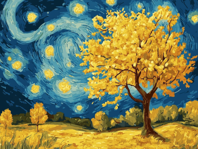 Esti táj Van Gogh stílusban