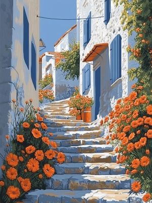 Virágos mediterrán utcák sorozat – 25-264