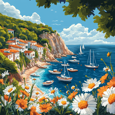 Mediterrán öböl virágokkal – 25-419