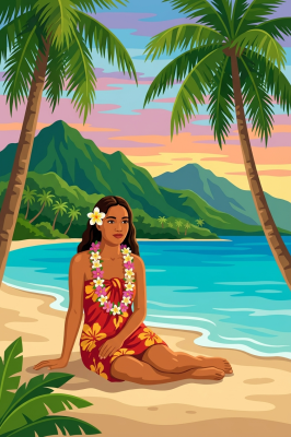 Hawaii lány a tengerparton