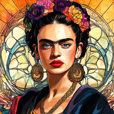 Frida Kahlo portré Alphonse Mucha stílusban – FR24-011