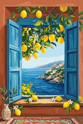 Mediterrán ablak citromokkal