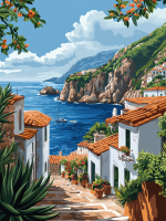 Mediterrán városka a tengerparton