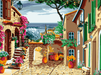 Mediterrán udvar virágokkal
