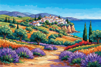 Mediterrán táj levendulamezővel