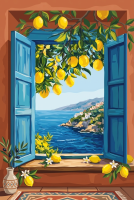 Mediterrán ablak citromokkal